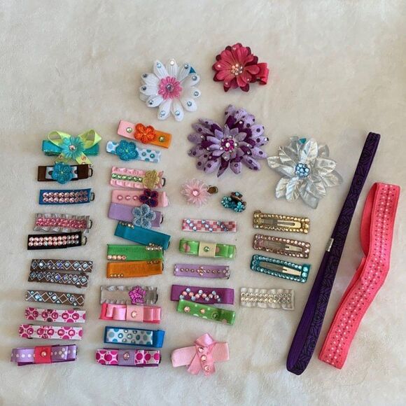 Other - Lot of 40 barrettes many with Swarovski stones plus two headbands